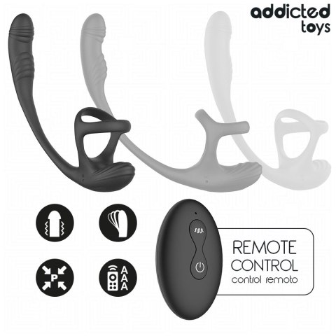 Addicted Toys Model 8435565961077 - System z Wibracją 360° i Pilotem, czarny