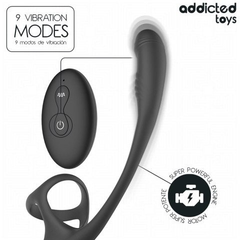Addicted Toys Model 8435565961077 - System z Wibracją 360° i Pilotem, czarny