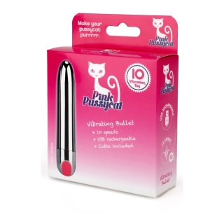 Pink Pussycat Silver Bullet - wibrująca kulka USB, 10 trybow, srebrna