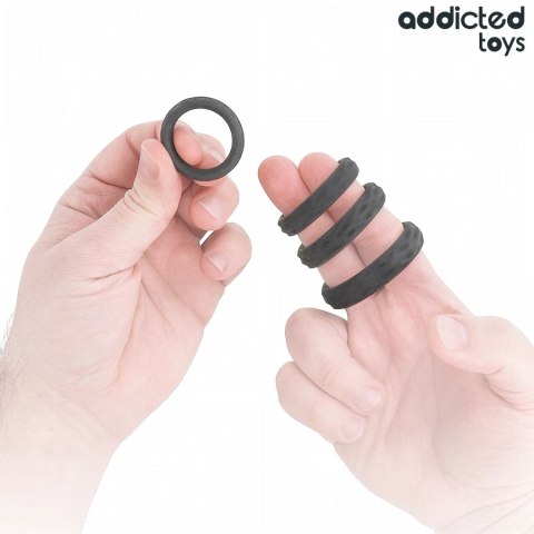 Addicted Toys Zestaw Teksturowanych Pierścieni Silikonowych 4 Rozmiary