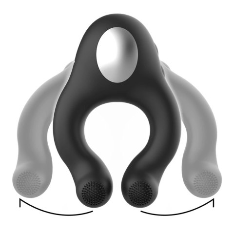 Black&Silver Licking - silikonowy pierścień wibracyjny, 3 silniki, czarny