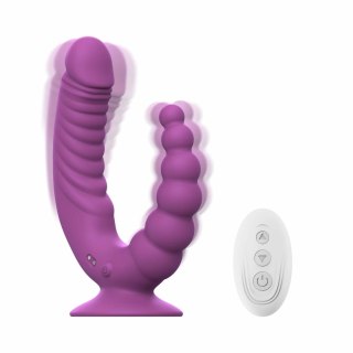 Teazers Double Vibrator Fioletowy z Przyssawką i Pilotem Bezprzewodowym