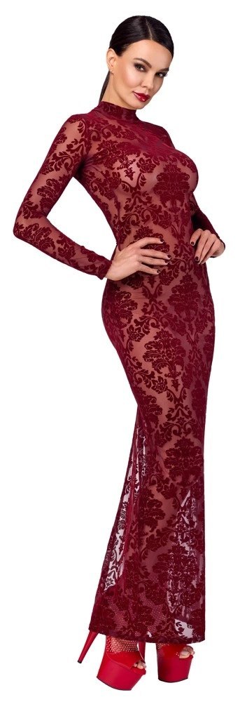 Noir Handmade Kink Royal Sukienka Długa Bordowa, Rozmiar M