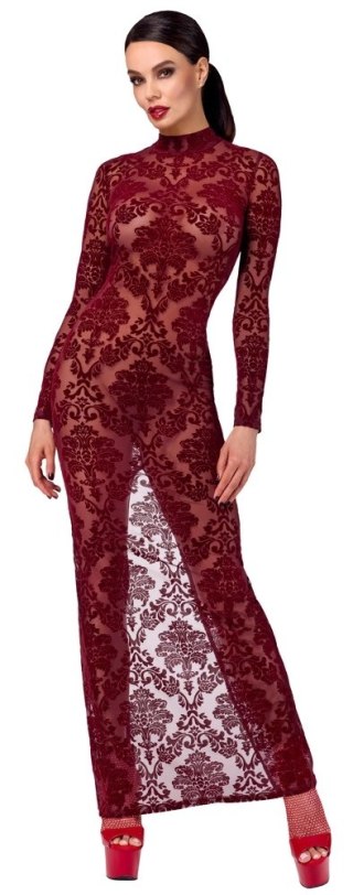 Noir Handmade Kink Royal Sukienka Długa Bordowa, Rozmiar M