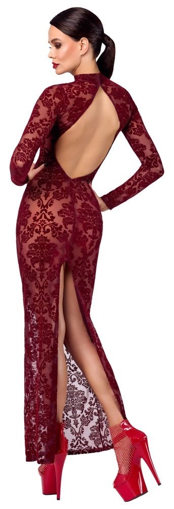 Noir Handmade Kink Royal Sukienka Długa Bordowa, Rozmiar M