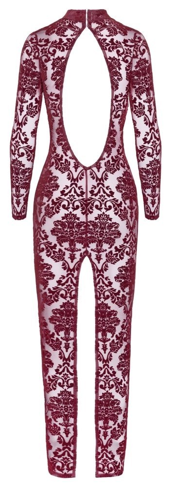 Noir Handmade Kink Royal długa sukienka XL burgund z aksamitnym wzorem