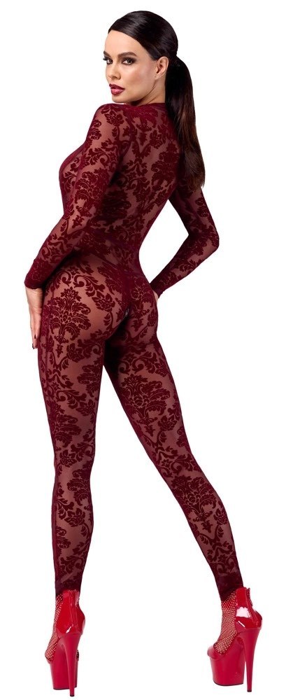 Noir Handmade Kink Royal kombinezon bordowy S z welurowym wzorem
