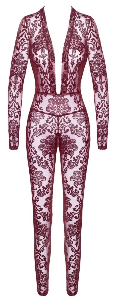 Noir Handmade Kink Royal kombinezon bordowy S z welurowym wzorem