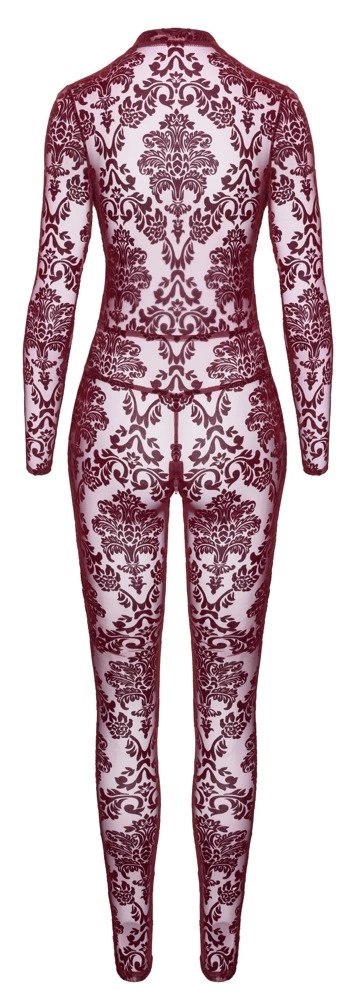 Noir Handmade Kink Royal kombinezon bordowy S z welurowym wzorem