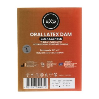 EXS Oral Dam Cola - Jednorazowa osłona ochronna, smak cola, 1 sztuka