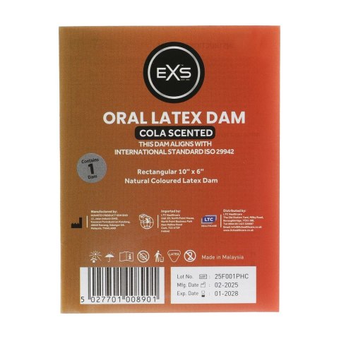 EXS Oral Dam Cola - Jednorazowa osłona ochronna, smak cola, 1 sztuka