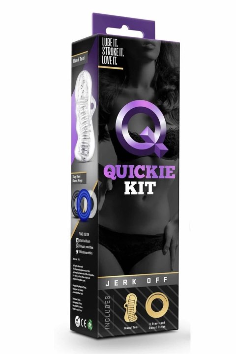 Blush Quickie Kit - Zestaw Sleeve z Wypustkami i 3 Pierścieniami 3,5 cm