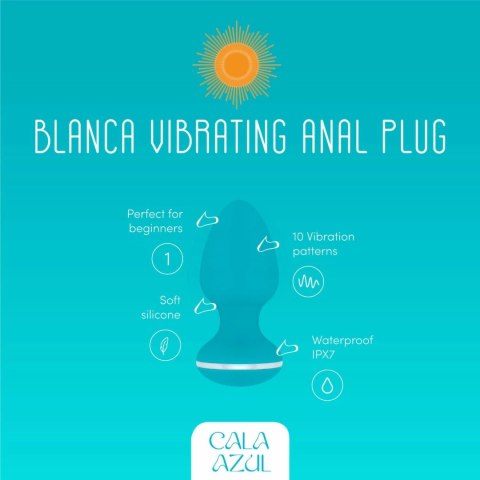 Cala Azul Blanca - Biały wibrujący korek analny, wodoodporny, USB