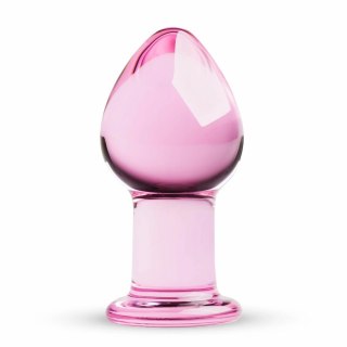 Gildo - Szklany Korek Anatomiczny Pink 4,3 cm - średni rozmiar, gładka powierzchnia