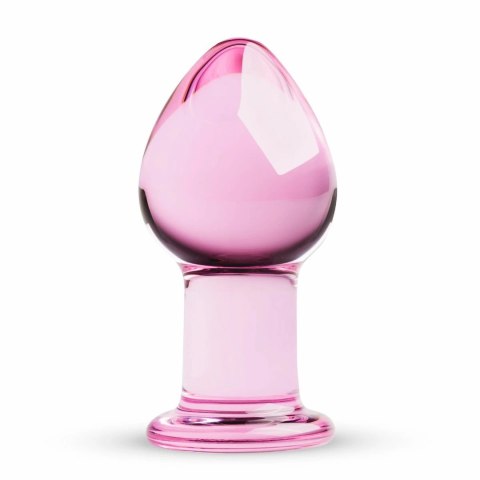 Gildo - Szklany Korek Anatomiczny Pink 4,3 cm - średni rozmiar, gładka powierzchnia