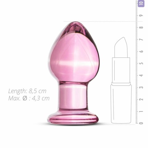 Gildo - Szklany Korek Anatomiczny Pink 4,3 cm - średni rozmiar, gładka powierzchnia