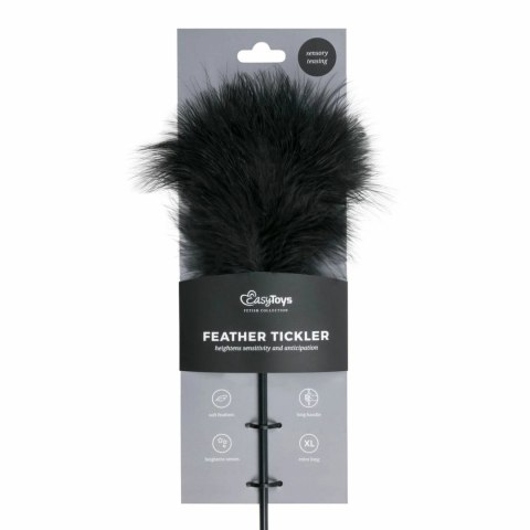 Easytoys - Tickler Long - Czarna długa miotełka do masażu i relaksu