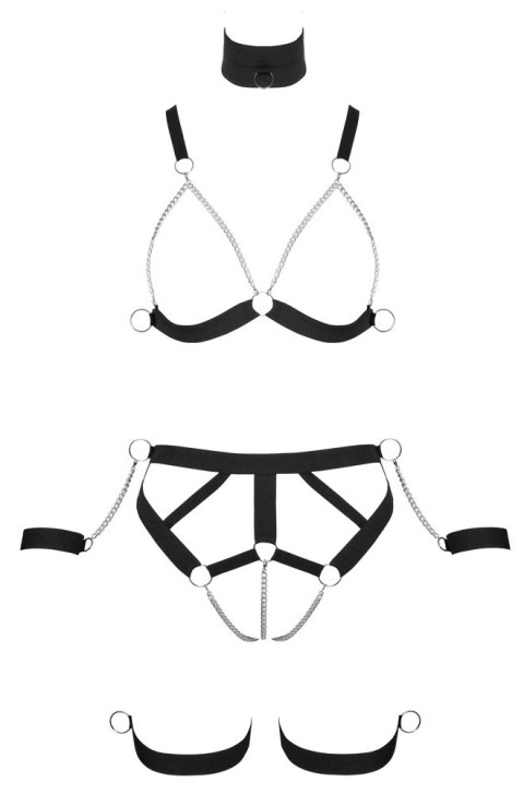 Bad Kitty Uprząż Bikini XL - Regulowany czarny zestaw z łańcuszkami