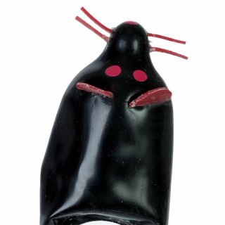 Condomerie Artystyczna Prezerwatywa XL Czarna Mysz Ręcznie Malowana