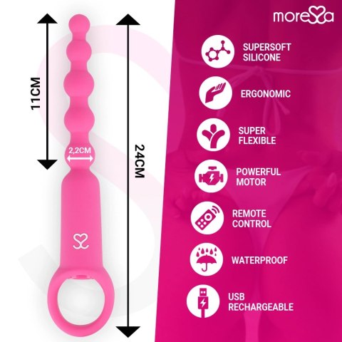 Moressa Ronie Beads Rożowy - Model z Pilotem, 7 Trybow, Silikon Medyczny