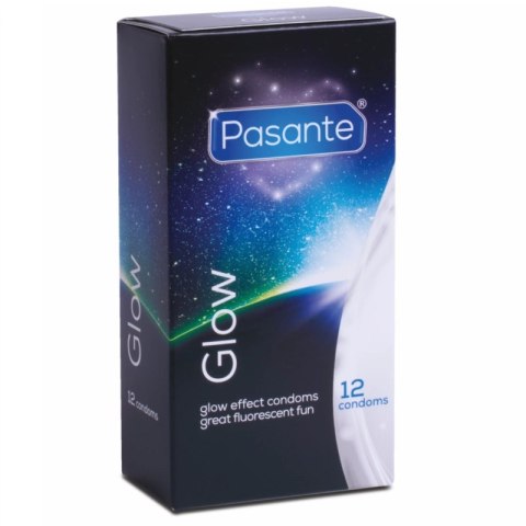 Pasante Glow 12 sztuk - prezerwatywy świecące w ciemności, 53 mm