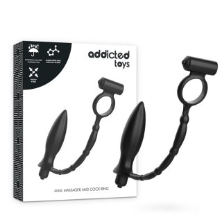 Addicted Toys wtyczka anatomiczna z pierścieniem i funkcją wibracji, czarna