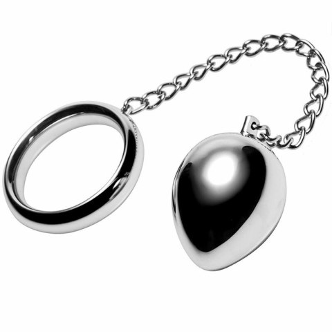 Metal Hard Pierścień Intymny 40mm ze Stali Nierdzewnej z Łańcuszkiem i Kulką