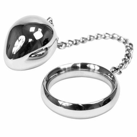 Metal Hard Pierścień Intymny 40mm ze Stali Nierdzewnej z Łańcuszkiem i Kulką