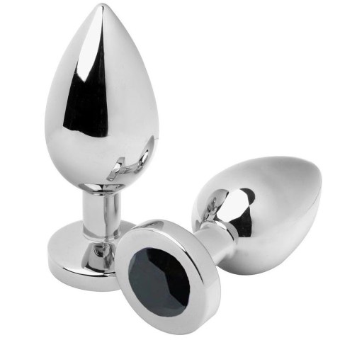 Metal Hard korek ozdobny stalowy z kryształem czarny S 5,7 cm