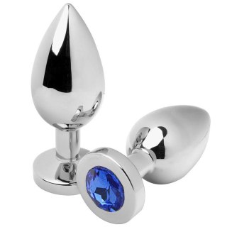 MetalHard Korek dekoracyjny z kryształem niebieskim, stalowy, 5,7 cm