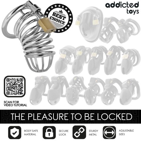 Addicted Toys Locked - metalowy system kontroli 4 cm S, srebrny