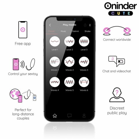 ONINDER CUTE Jajko Wibrujące 360° App IPX7 Silikonowe Kolorowe USB