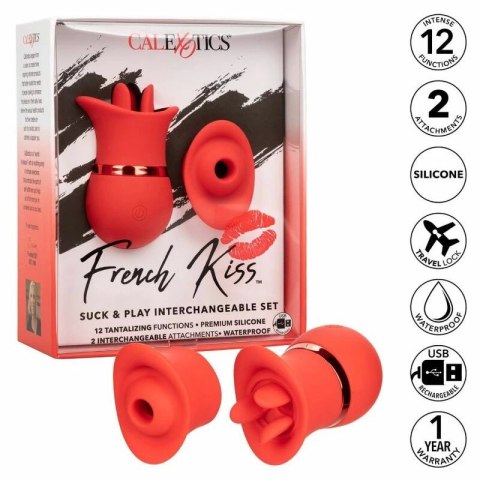 CalExotics French Kiss Suck & Play - zestaw z 2 końcowkami, silikon, USB