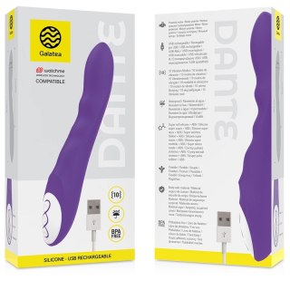 Galatea Dante Lilac - Wibrator silikonowy, 10 trybow, Watchme, 21 cm