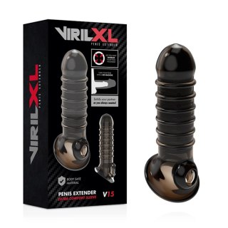 VirilXL V15 Czarny - Nakładka Powiększająca, Teksturowana, TPE, 13,5 cm