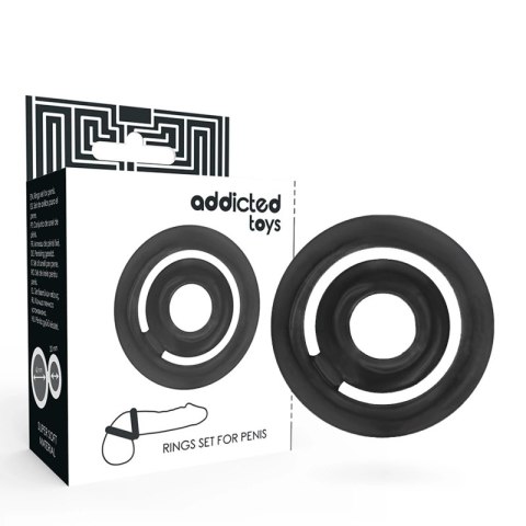 Addicted Toys Potenz C-Ring czarny - podwojny pierścień silikonowy