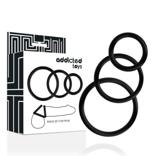 Addicted Toys - Zestaw 3 pierścieni elastycznych czarny uniwersalny
