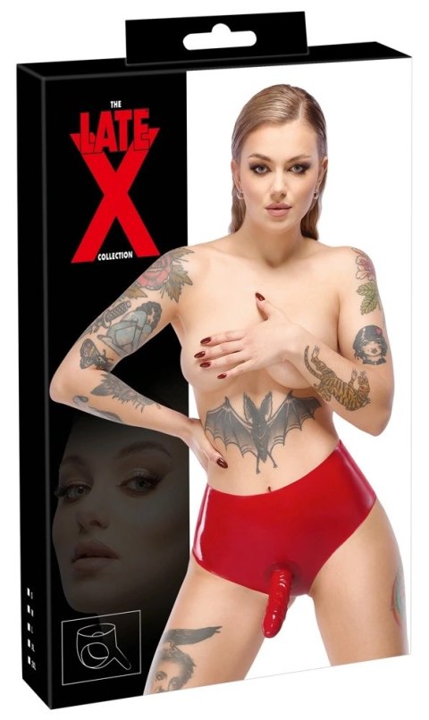 LateX Czerwone Lateksowe Majtki z Elementem Zewnętrznym 15 cm M