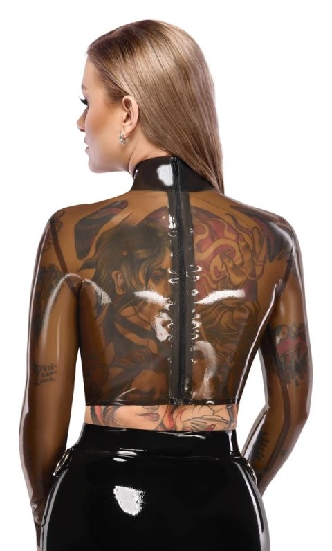 LateX Koszulka lateksowa długi rękaw bez brzucha 2XL czarna