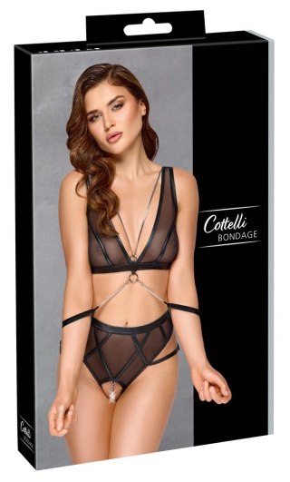 Cottelli Collection Bondage Czarny 3-częściowy komplet L z kajdankami