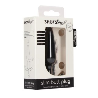 Shots Toys Korek anatomiczny cienki silikonowy z uchwytem czarny