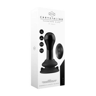 Shots Christalino Glass Vibrator 10 Trybow Czarny z Przyssawką