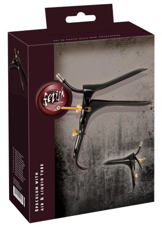 Fetish Collection Speculum z rurką na płyn, stal nierdzewna, czarny 15cm