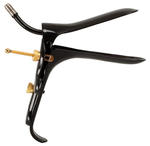 Fetish Collection Speculum z rurką na płyn, stal nierdzewna, czarny 15cm