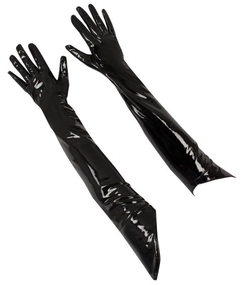 Black Level Długie Vinylowe Rękawiczki Czarne M Błyszczące