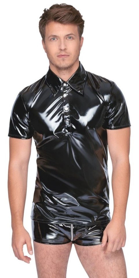Black Level Polo Męska Koszulka Połysk Czarna 2XL Dopasowana