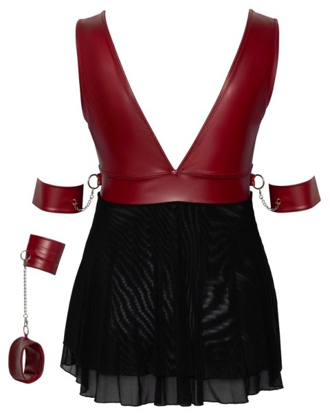 Cottelli Bondage Plus Babydoll z mankietami czerwono-czarna 4XL