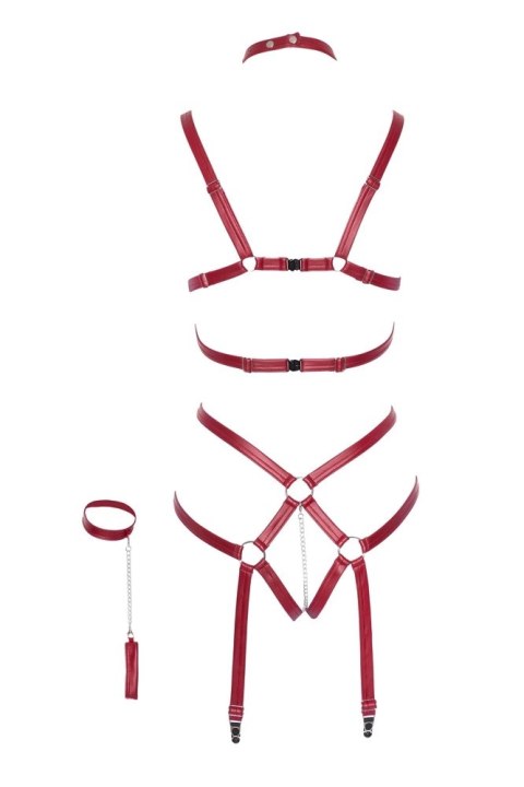 Bad Kitty Body Czerwone Paseczki Uprząż Otwarte S/M Regulowane