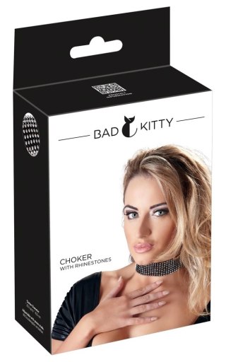 Bad Kitty Czarna Błyszcząca Obroża Anatomiczna Regulowana 25-42cm