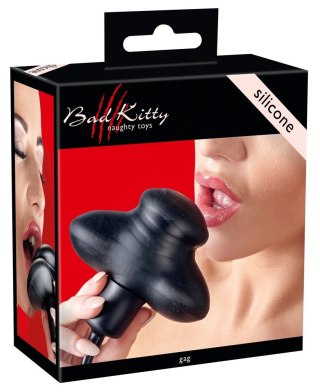 Bad Kitty Regulowany Czarny Knebel Ustny z Pompką Silikonowy 12cm